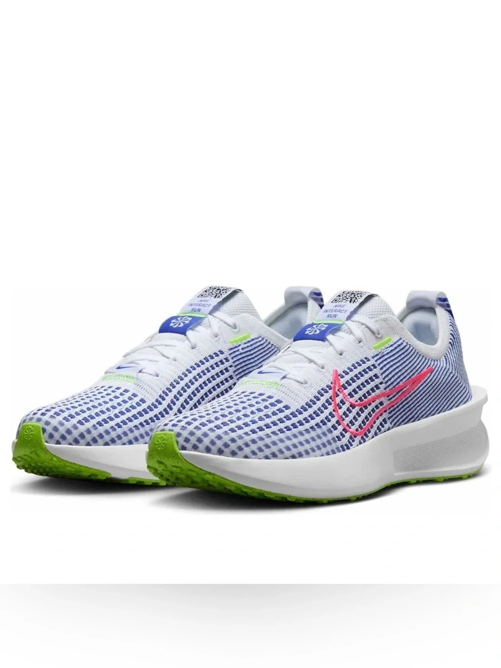 Nike Interact Run Women’s Size 9 White Blue Pink Green Running Shoes Sneakers